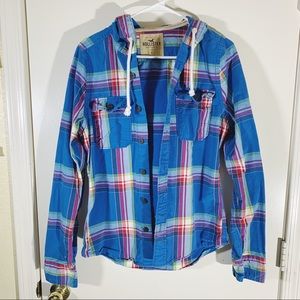 Hollister Long Sleeve Shirt Button Down Hoodie